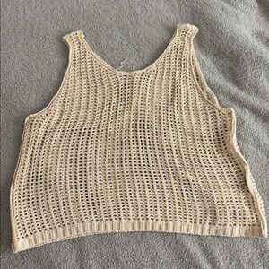 Beige Knit Sleeveless Top